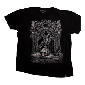 Men's Skull & Raven E Poe T Shirt Size Large Black Short Sleeve Crew Neck Cotton